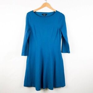 Isaac Mizrahi Blue A-line 3/4 Dress Fluted Hem size M Medium